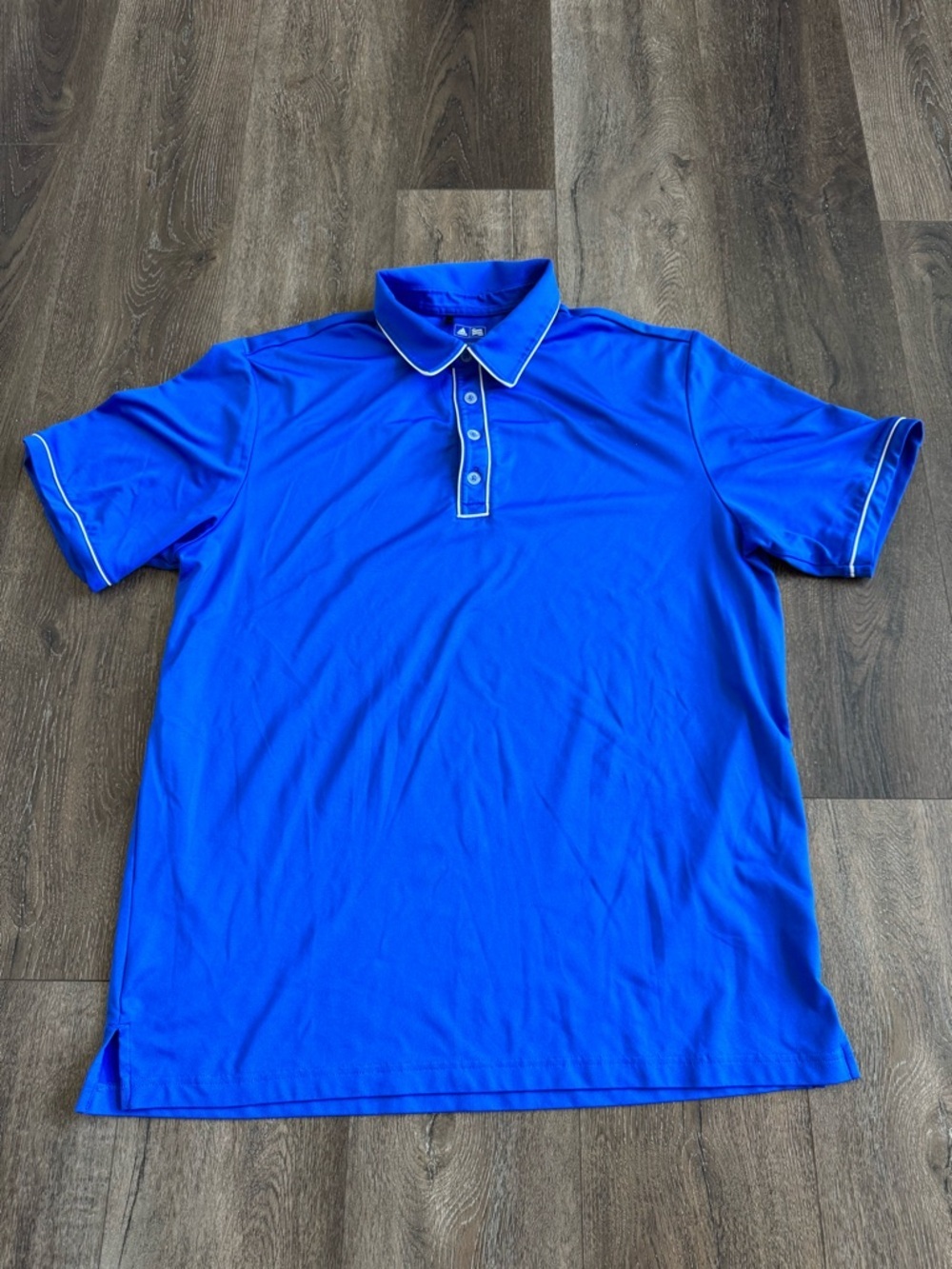 Adidas Men's Royal Blue Polo with White Piping, size Large - Picture 2 of 9